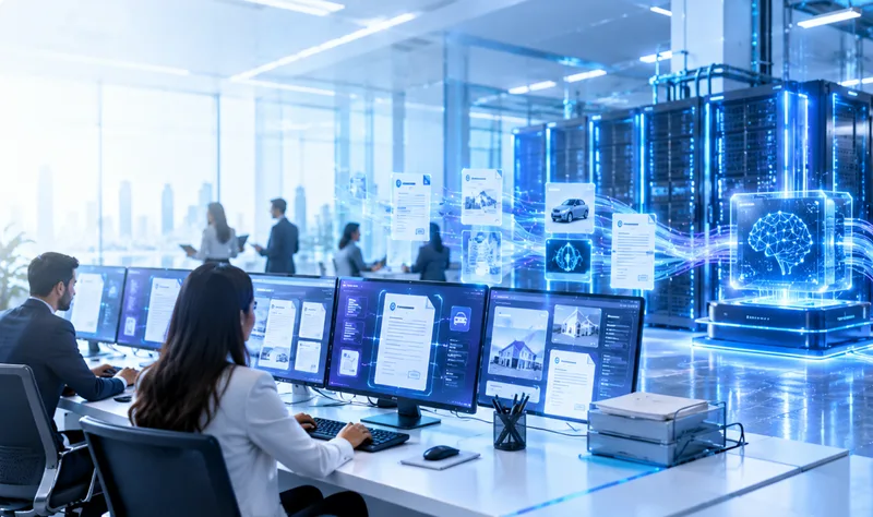 Operations team working with document AI beside GPU server racks